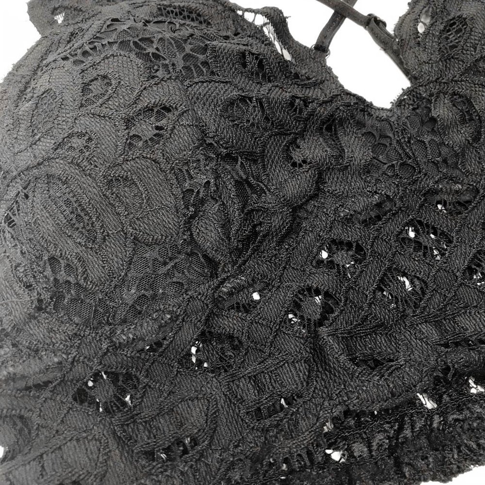 Black Crochet Lace Long Line Bralette - Picture 10 of 12
